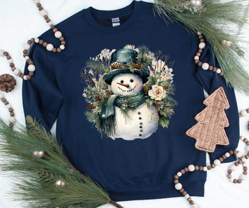 Watercolor Snowman Navy Sweatshirt - The Red Rival