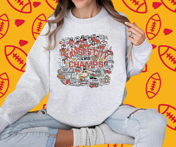 Kansas City Collage Ash Graphic Sweatshirt - The Red Rival