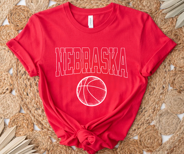 Nebraska Basketball White Outlines Red Tee - The Red Rival