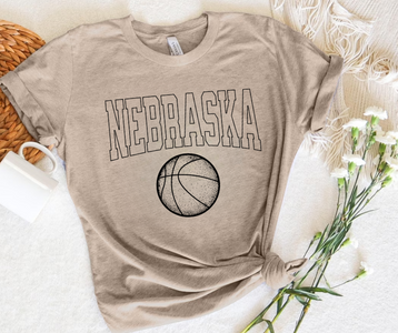 Nebraska Basketball Black Outlines Tan Tee - The Red Rival