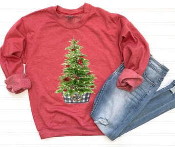 Cardinal Christmas Tree Heather Red Sweatshirt - The Red Rival
