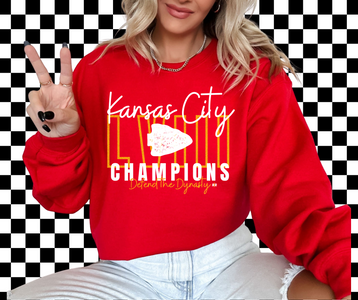 Kansas City LVIII Outline Champions Red Graphic Sweatshirt - The Red Rival