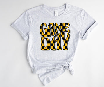 Black and Gold Checked Game Day Ash Graphic Tee - Tees - The Red Rival