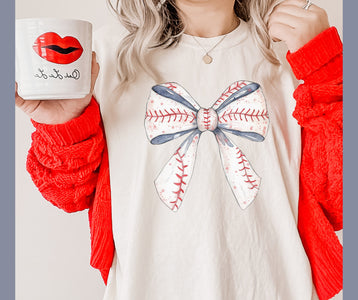 Baseball Bow Natural Tee - Graphic Tee - The Red Rival