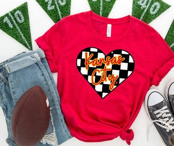 Kansas City Checkered Heart Red Tee - Tees - The Red Rival