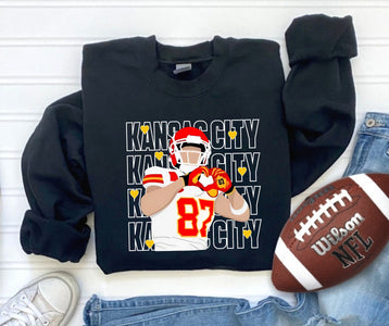Kelce Heart Hands Kansas City Repeat Black Graphic Sweatshirt - Graphic Tee - The Red Rival