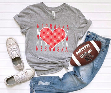 Nebraska Heart Grey Tee - Tees & Sweatshirts - The Red Rival