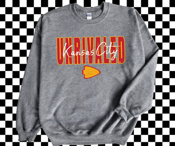 Unrivaled Kansas City Grey Graphic Sweatshirt - Graphic Tee - The Red Rival